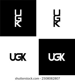 Conjunto de diseño de logotipo de monograma inicial con letras UGK