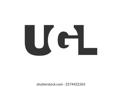 UGL logo design. Initial letter U G L bold font style for tech startups, consulting, corporate branding. Creative company name, headlines typography identity, trendy logotype. Vector illustration.