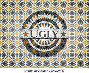  Ugly arabic badge. Arabesque decoration.