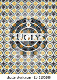 Ugly arabic emblem background. Arabesque decoration.