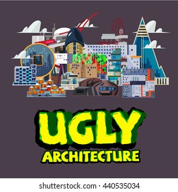 ugly architecture building concept - vector illustration