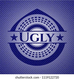 Ugly badge with jean texture