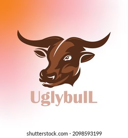 ugly bull head logo, mascot bad and ugly bull vector illustrations