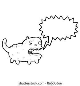 hässliche Cartoon-Katze mit Sprachblase