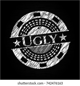 Ugly chalkboard emblem on black board