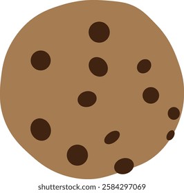 ugly chocolate cookie with chocochip toppings icon vector