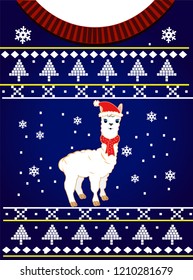 Ugly christmas sweater with alpacas
