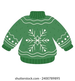 Ugly Christmas sweater with funny snowflake