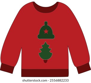  Ugly Christmas sweater illustrations. Ugly Christmas sweaters seamless vector border. Knitted winter jumpers with Norwegian ornaments 