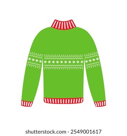 ugly christmas sweater isolated on white background, flat vector illustration