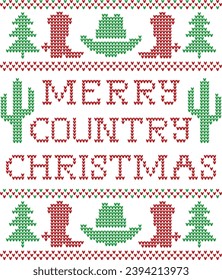 Ugly Christmas Sweater Merry Country Christmas, Western Christmas, Merry Christmas	