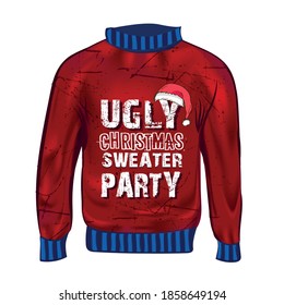 Ugly christmas sweater party cartoon