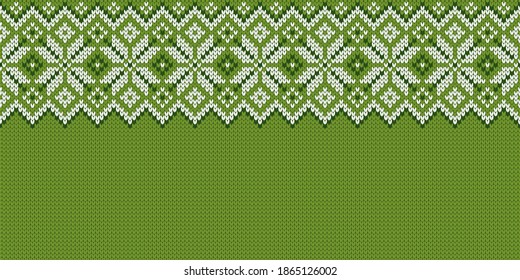 Ugly Christmas Sweater Party. Wide background. Knitwear texture. Template with empty place for text. Seamless pattern with snowflakes for holiday design. Winter knitted wool vector illustration.