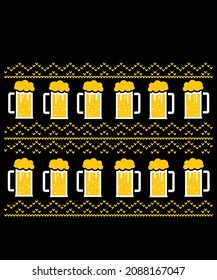 Ugly Christmas Sweater Pattern with beer