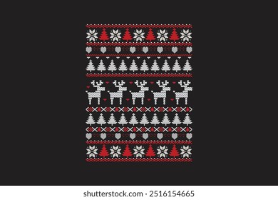 Ugly Christmas Sweater Pattern Sublimation T shirt design