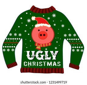 ugly christmas sweater with pig