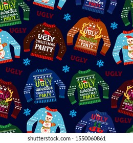 Ugly christmas sweater seamless pattern	
