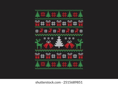 Suéter feo de la Navidad Sublimación Diseño de patrón de camiseta