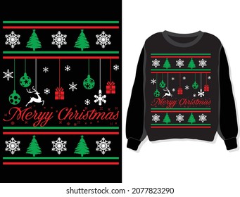 Ugly Christmas. Sweater, sweatshirt, t-shirt design template