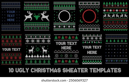 Ugly Christmas Sweater Template for t shirt, hoddies and print template