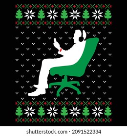 Ugly Christmas sweater and t-shirt design style. Sweater ornaments, borders for Christmas. Vector illustration file, Isolated on black background.