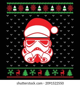 Ugly Christmas sweater and t-shirt design style. Sweater ornaments, borders for Christmas. Vector illustration file, Isolated on black background.
