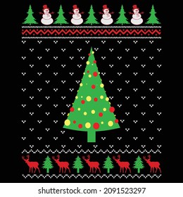 Ugly Christmas sweater and t-shirt design style. Sweater ornaments, borders for Christmas. Vector illustration file, Isolated on black background.