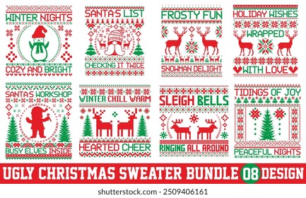 Ugly Christmas Sweater T-shirt Design, EPS, Files for Cutting Machines, Great for Bags, Cups, Cards, EPS 10 Available