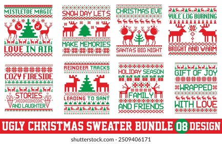 Ugly Christmas Sweater T-shirt Design, Calligraphy T-shirt, EPS, Files for Cutting Machines, Perfect for Bags, Cups, Cards, EPS 10 Ready for Download