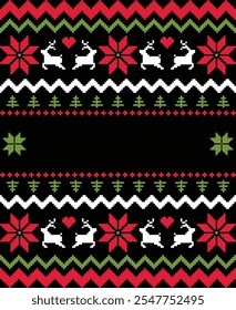 Ugly Christmas Sweater T-shirt Design, Cutting Machine file, Souvenir products Xmas design with copy space for text. Black background