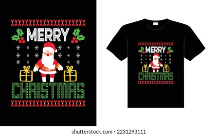 Ugly Christmas Sweater typography apparel Vintages Christmas T-shirt design Christmas merchandise designs, hand-drawn lettering for apparel fashion. Christian religion quotes saying for print