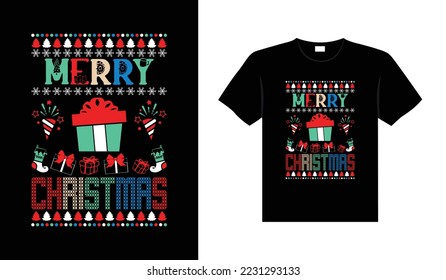 Ugly Christmas Sweater typography apparel Vintages Christmas T-shirt design Christmas merchandise designs, hand-drawn lettering for apparel fashion. Christian religion quotes saying for print