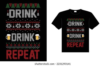 Ugly Christmas Sweater typography apparel Vintages Christmas T-shirt design Christmas merchandise designs, hand-drawn lettering for apparel fashion. Christian religion quotes saying for print