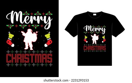 Ugly Christmas Sweater typography apparel Vintages Christmas T-shirt design Christmas merchandise designs, hand-drawn lettering for apparel fashion. Christian religion quotes saying for print