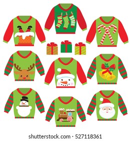 Ugly Christmas Sweater Vector Cartoon Illustration