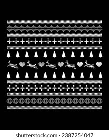Ugly Christmas Sweatshirt Design; Merry Christmas Vector Graphic Design With Black Background
