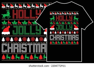 Ugly Christmas T-shirt design vector. holly jolly Christmas.