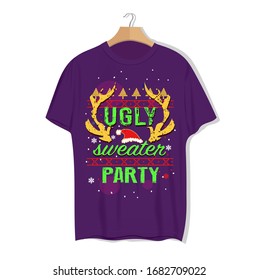 Ugly christmas t-shirt party. Tshirt design concept