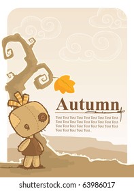 Ugly Doll in Autumn. Cool modern style.