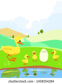 The Ugly Duckling- Aesop's Fairy Tale. Vectoral Illustration for Children Books, magazines, Web Pages and Blogs. 