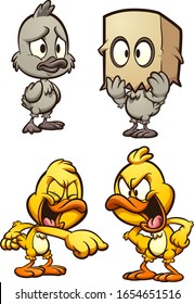 Ugly duckling and bully ducks. Vector cartoon clip art illustration with simple gradients. Some elements on separate layers.
