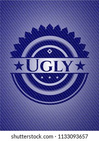 Ugly emblem with denim high quality background