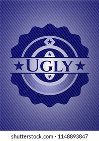 Ugly emblem with denim high quality background