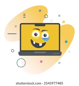 Expressão facial feia na tela do laptop - Design de Ilustração de Tecnologia para Mídia Digital | ícone design feio Emoji Laptop