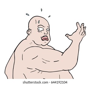 ugly fat man with surprised expression draw