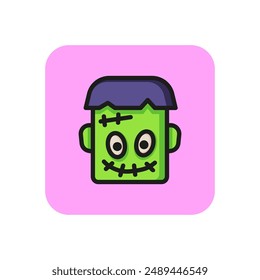 Ugly Frankenstein line icon. Head, scary, scar. Character concept. Vector illustration can be used for topics like Halloween, cartoon, night party