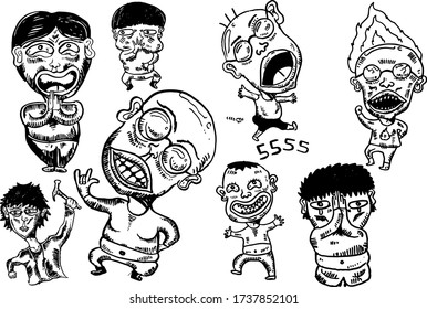 Ugly or funny cartoon drawing vector