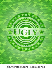 Ugly green emblem with mosaic ecological style background. Vector Illustration. Detailed.
