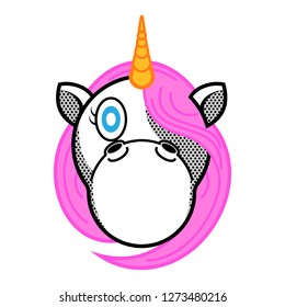 Ugly Head Unicorn Horse Logo For Humor Cartoon Vector