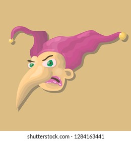 Ugly jester. Funny vector illustration